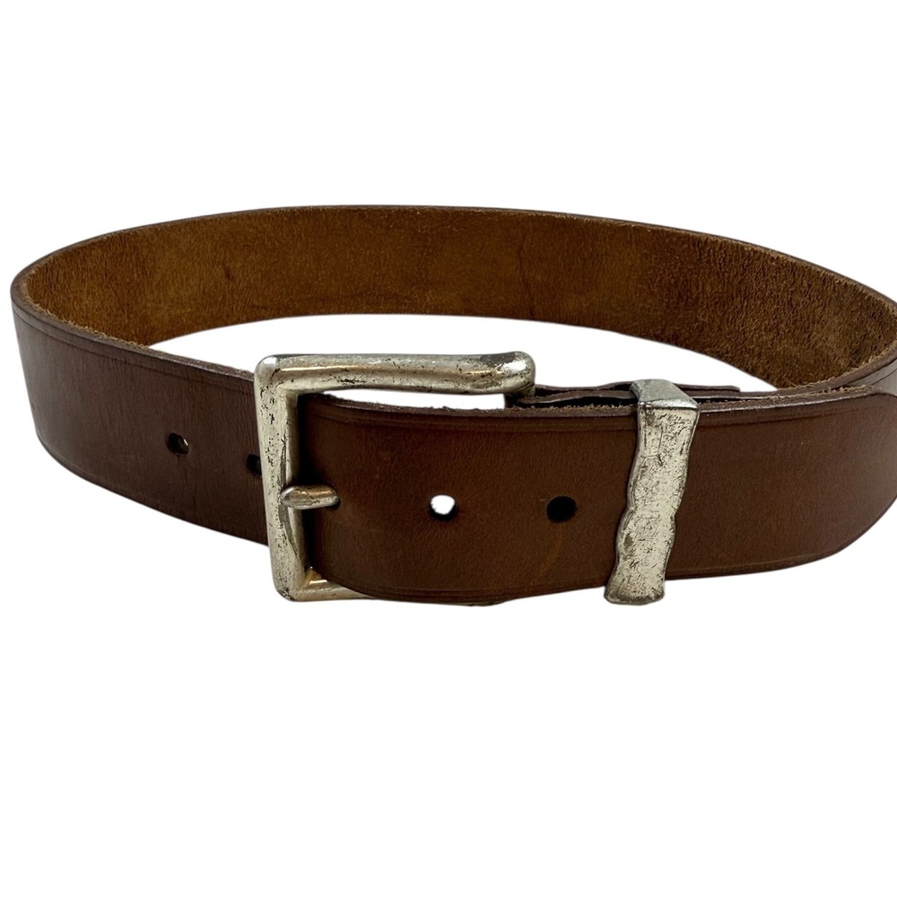 GAP‎ Genuine Leather Brown Belt Mens S 30 Silver Buckle Made in Taiwan